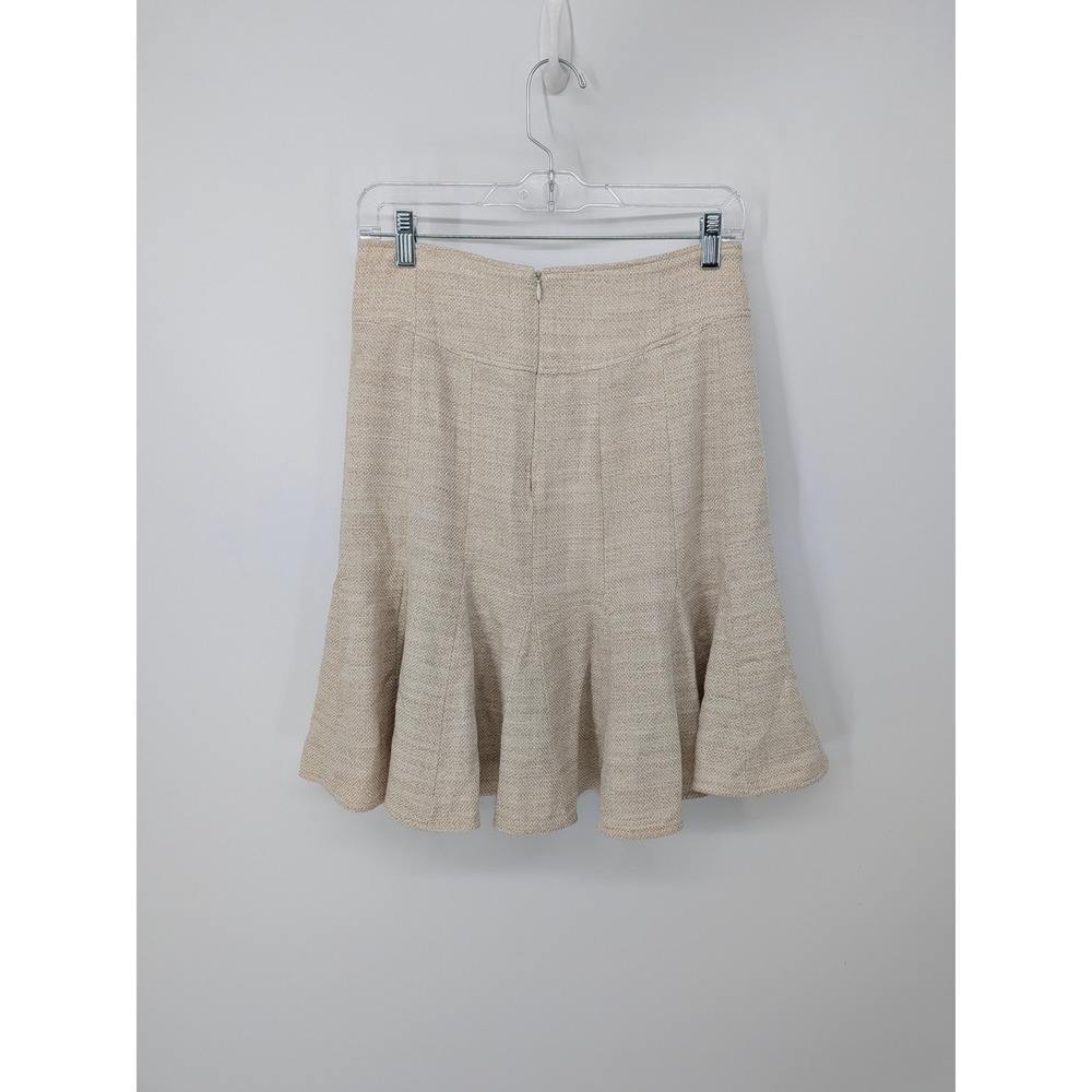 Armani Collezioni Tweed Skirt Women 6 Cream Flared Tulip Italy Office Neutral - Picture 3 of 5
